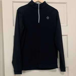 Peter Millar Black Zip Up Sweater with Castle and Key Distillery Logo